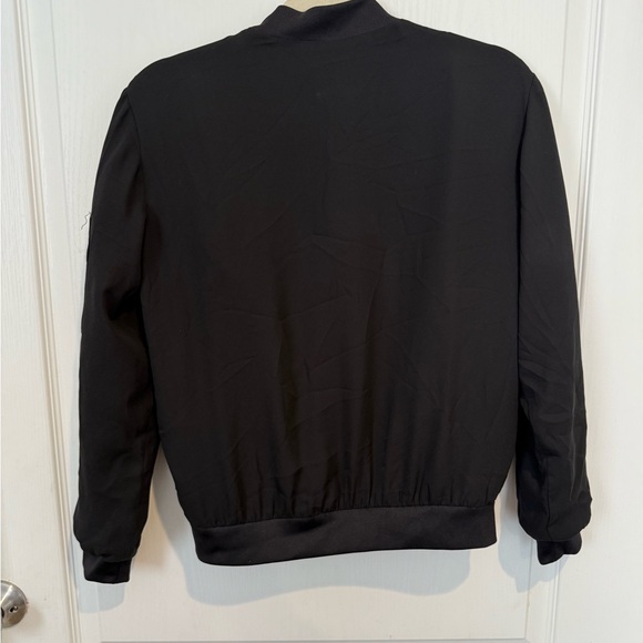 Zara Women's Black Bomber Jacket with Silver Accents - Picture 3 of 4